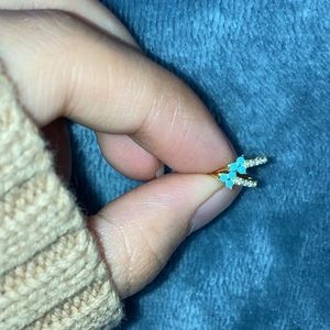 Small huggies with blue stone zircon